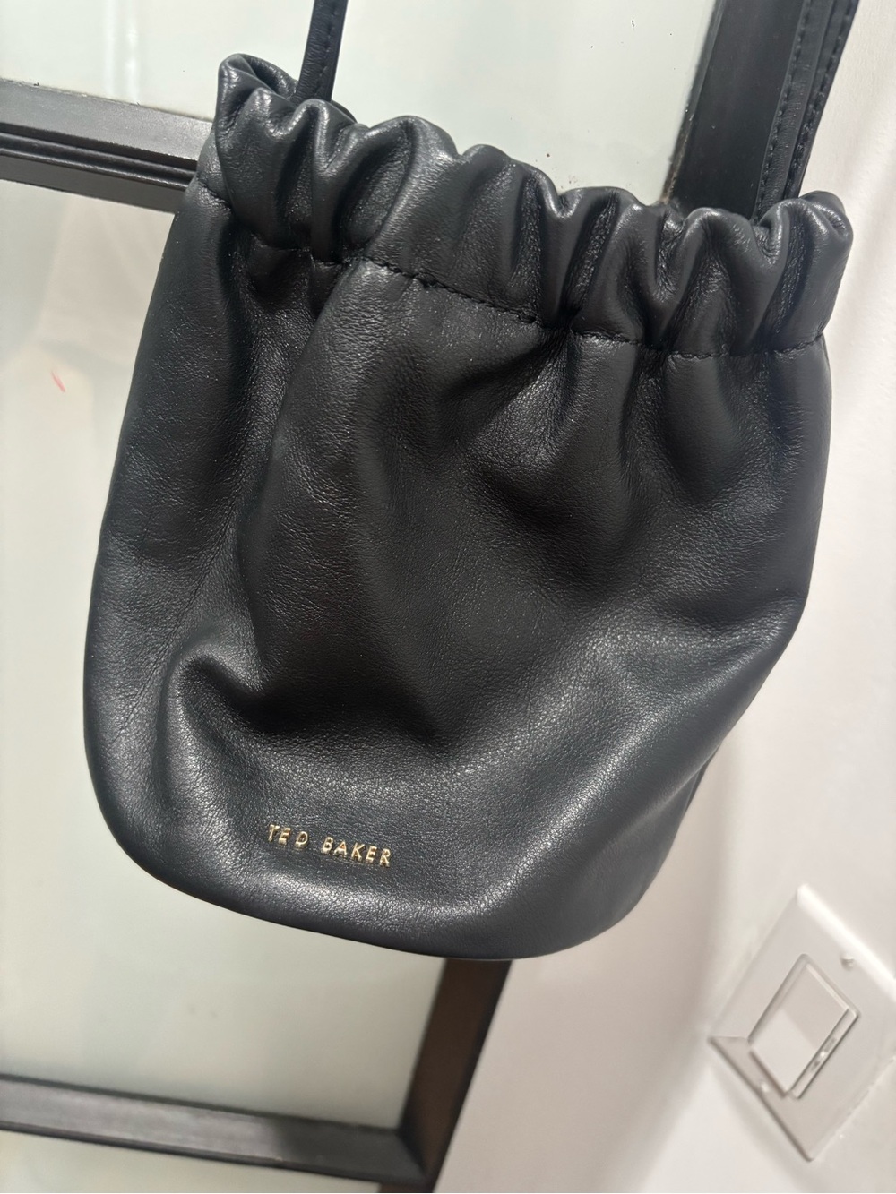 Ted Baker Mini Black Leather Bucket Bag